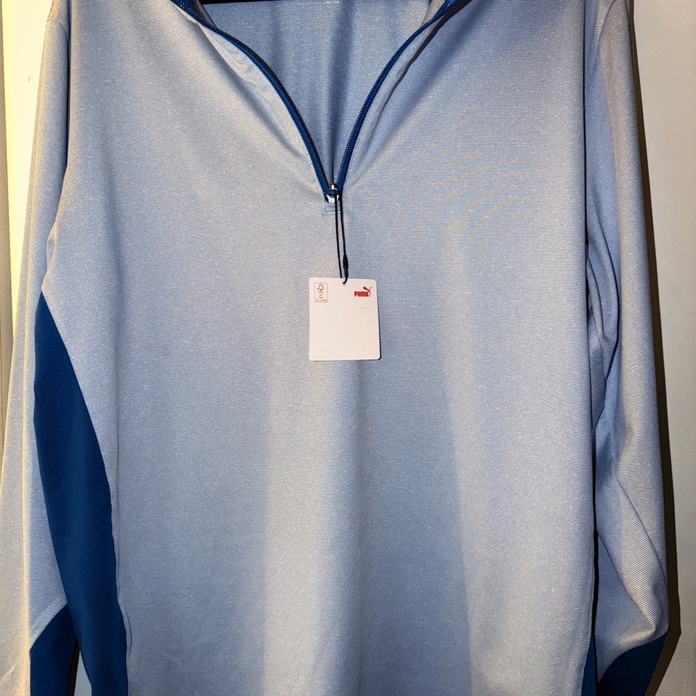 Puma Men's Light Blue Zip-Up Sweater